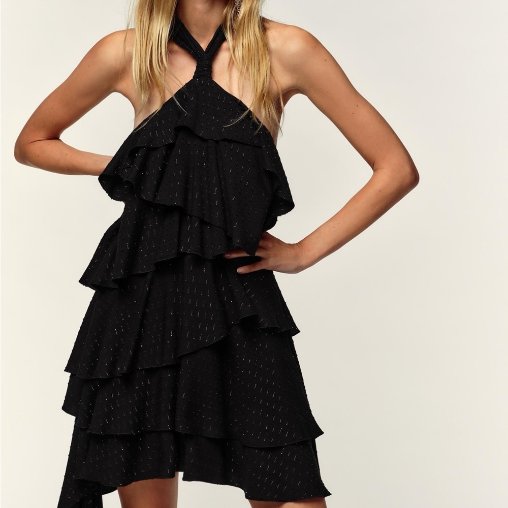 Zara Black Asymmetrical Tiered Dress